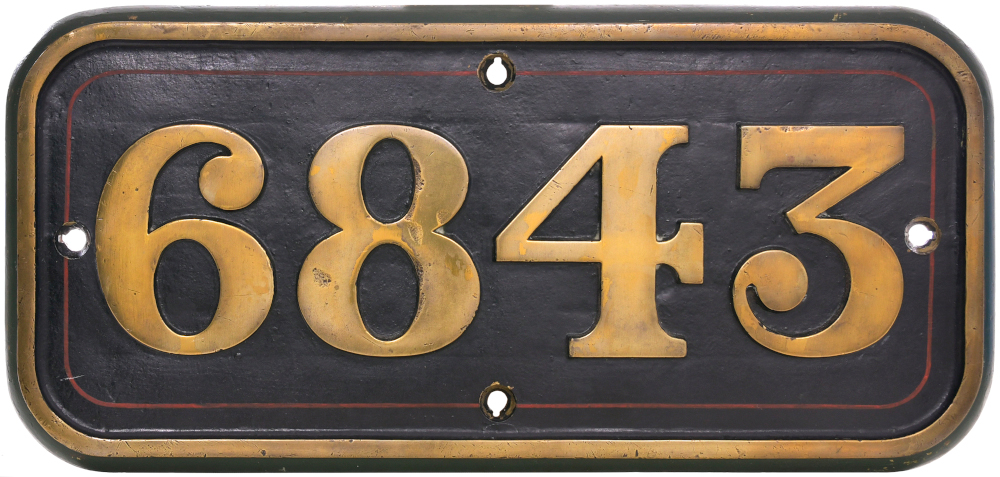GWR brass cabside numberplate, 6843